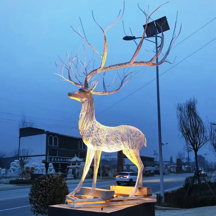 Customized Stainless Steel Hollow Luminous Letter Woven Metal Sika Deer Sculpture Hall Art Garden Landscape Furnishing Articles
Customized Stainless Steel Hollow Luminous Letter Woven Metal Sika Deer Sculpture Hall Art Garden Landscape Furnishing Articles
