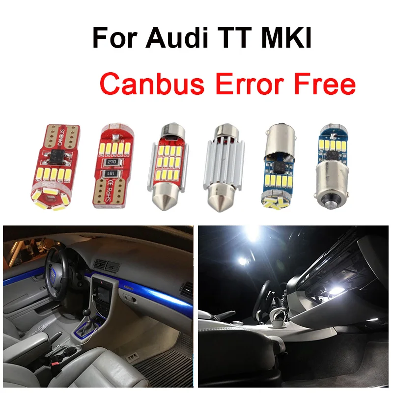 

10pcs White Canbus Error Free LED Bulbs Interior Light Package Kit For 1998-2006 Audi TT MKI Map Dome Vanity Mirror License Lamp