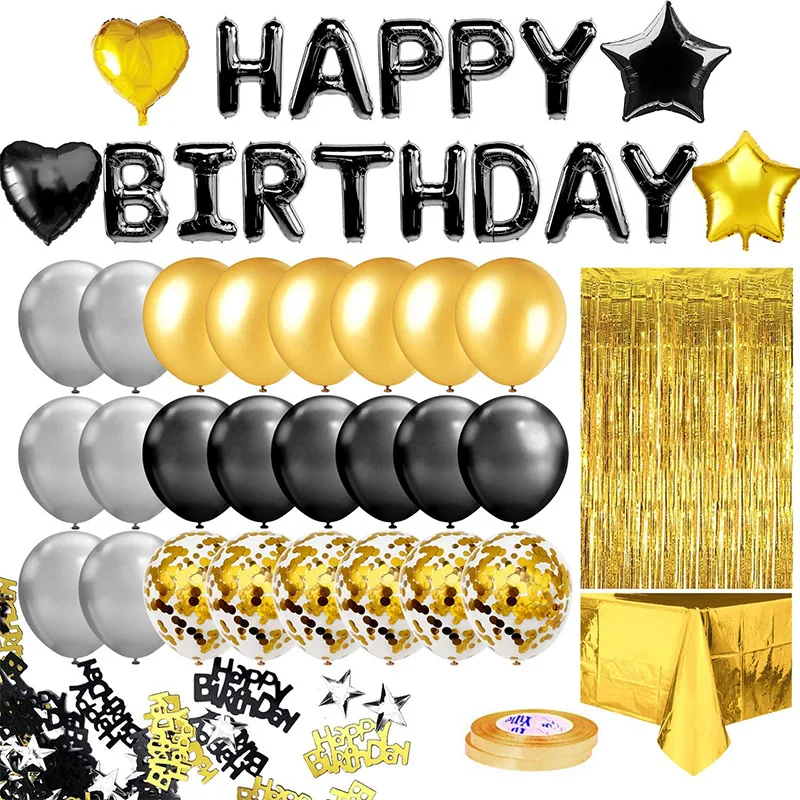 Black Gold Happy Birthday balloon party, Pentagonal Heart-Shaped aluminum foil Balloon, Baby Hat Banner, Graduation Ceremony
Black Gold Happy Birthday balloon party, Pentagonal Heart-Shaped aluminum foil Balloon, Baby Hat Banner, Graduation Ceremony