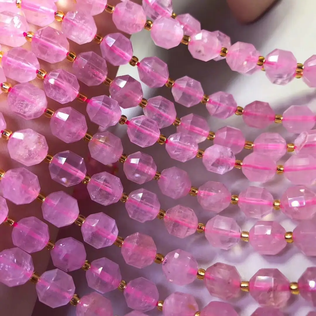 

pink Rose Quartz UNIQUE FACETED 6/8/10/12MM loose beads nature for making jewelry necklace 36cm FPPJ wholesale