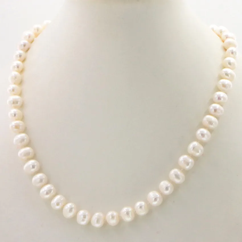 Natural pearl jewelry Wholesale jewelry Beautiful! Hot new fashion 8-9MM White Freshwater Cultured Pearl necklace 18" Woman
Natural pearl jewelry Wholesale jewelry Beautiful! Hot new fashion 8-9MM White Freshwater Cultured Pearl necklace 18" Woman