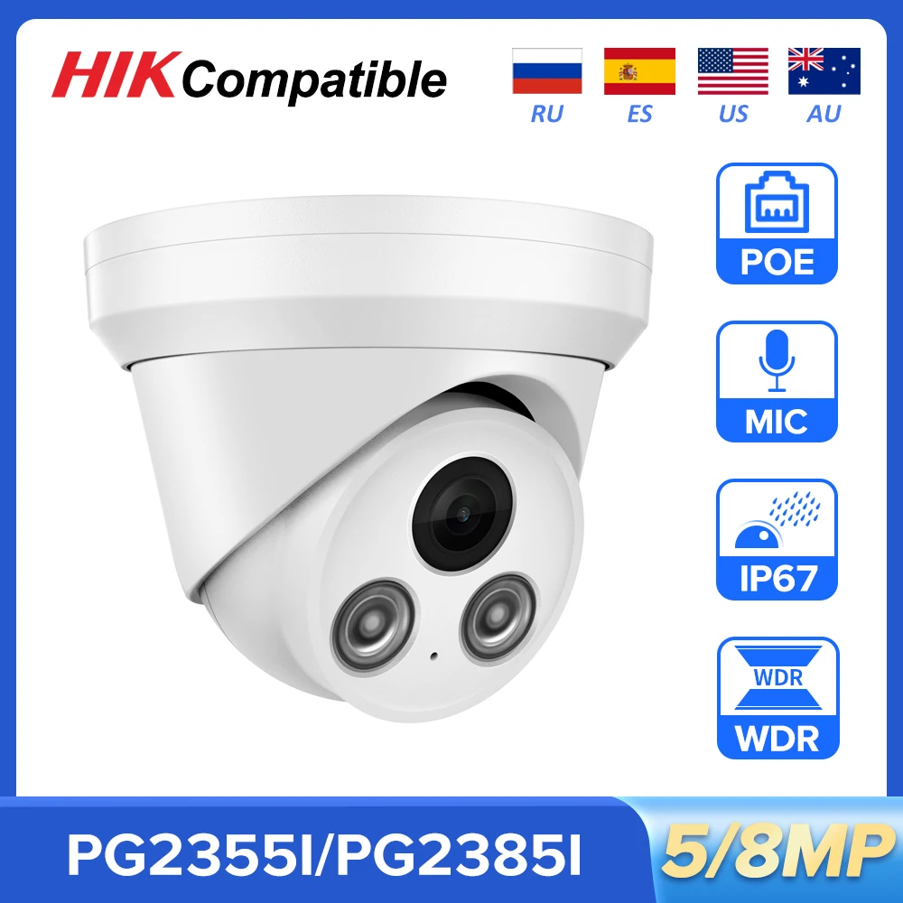 Hikvision Compatible IP Camera 8MP 5MP Dome Network Camera WDR Security CCTV Built in MIC Surveillance Webcam POE Outdoor IPC
Hikvision Compatible IP Camera 8MP 5MP Dome Network Camera WDR Security CCTV Built in MIC Surveillance Webcam POE Outdoor IPC