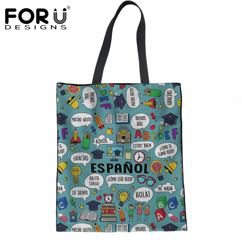 

Funny Spanish Teacher Casual Brand Women Tote Shoulder Bags Canvas Ladies Reusable Shopping Bags Woman Eco Cloth Bag