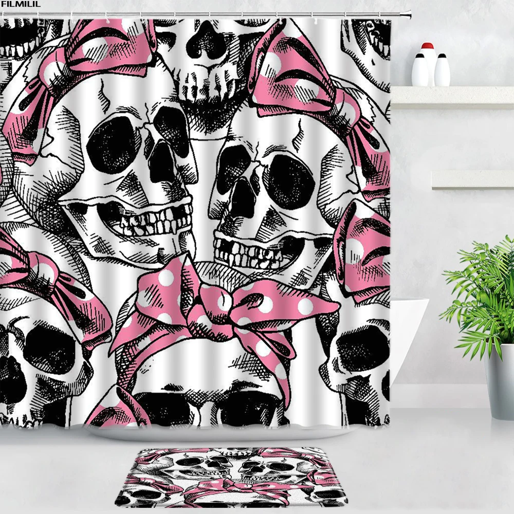 Flower Sugar Skull Shower Curtains Bath Mats Set Skeleton Party Black Backdrop Wall Decor Bathroom Non-slip Carpet Door Pad Rugs
Flower Sugar Skull Shower Curtains Bath Mats Set Skeleton Party Black Backdrop Wall Decor Bathroom Non-slip Carpet Door Pad Rugs
