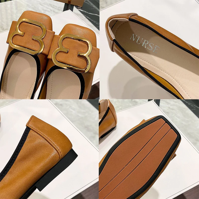 Solid PU Leather Shallow Metal Decoration Square Toe Flat Shoes Elegant Light Non-Slip Single Shoes Soft Bottomed Woman Shoes
Solid PU Leather Shallow Metal Decoration Square Toe Flat Shoes Elegant Light Non-Slip Single Shoes Soft Bottomed Woman Shoes