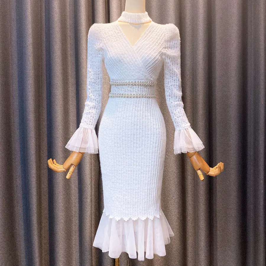 New 202 Spring Fashion Lace Dresses Elegant Women V Neck Ruffles Lantern Sleeve Female Sweet Hollow Out Mermaid
New 202 Spring Fashion Lace Dresses Elegant Women V Neck Ruffles Lantern Sleeve Female Sweet Hollow Out Mermaid