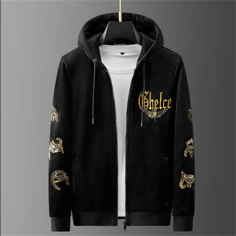 Men's black sports suit casual Fashion sequin embroidery sweater + trousers 2-piece suit for men
Men's black sports suit casual Fashion sequin embroidery sweater + trousers 2-piece suit for men