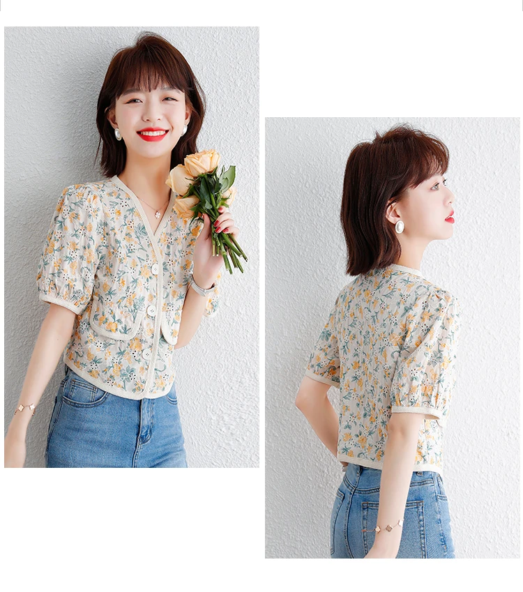 Women's Blouse Short Sleeve V-neck Shirt Chiffon Top Casual Fashion Tops Summer Embroidery Stitching New Shirts Plus Size 10091
Women's Blouse Short Sleeve V-neck Shirt Chiffon Top Casual Fashion Tops Summer Embroidery Stitching New Shirts Plus Size 10091