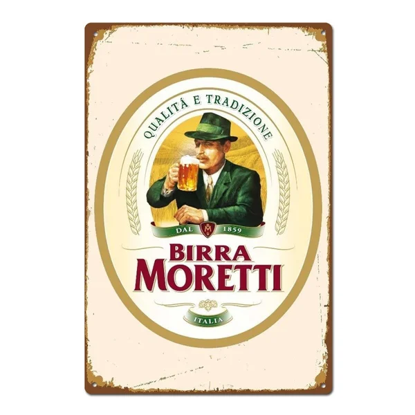 Birra Moretti итальянский пиво винтажный металлический знак постер Декор настенный
