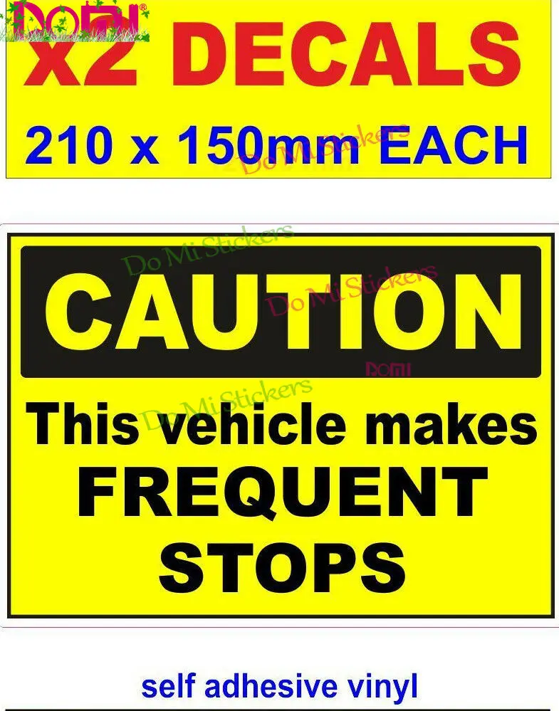 2 X CAUTION This Vehicle Makes Frequent Stops, Truck Lorry Van Bus Car Pickup Die Cutting Waterproof PVC
2 X CAUTION This Vehicle Makes Frequent Stops, Truck Lorry Van Bus Car Pickup Die Cutting Waterproof PVC