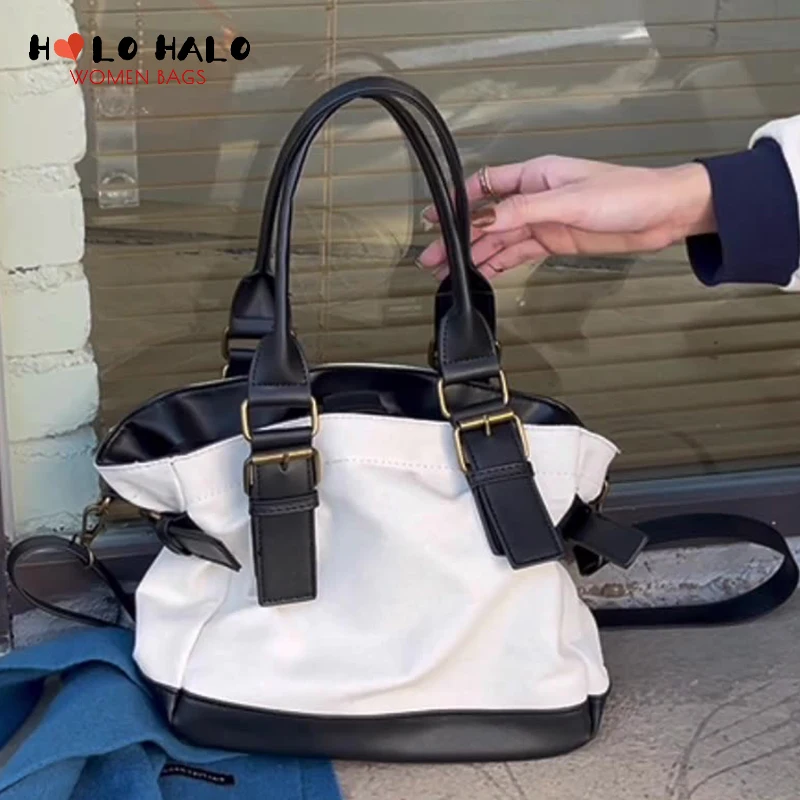Fashion Shoulder Bag of Women Casual Purses and Handbags Simple Canvas Splicing Pu Leather Totes Bag High Capacity Desiger Bag
Fashion Shoulder Bag of Women Casual Purses and Handbags Simple Canvas Splicing Pu Leather Totes Bag High Capacity Desiger Bag