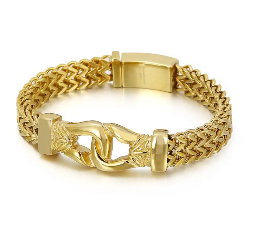 11mm 8.66 inch Golden Stainless Steel Ferango Chain Link Bracelet Bangle For Mens Women Hip-Hop Jewelry
11mm 8.66 inch Golden Stainless Steel Ferango Chain Link Bracelet Bangle For Mens Women Hip-Hop Jewelry