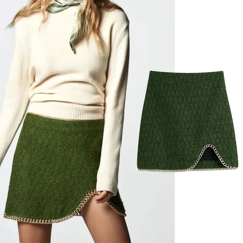 Za 2021 Women Mini Skirt Solid Chain High Waist Side Zipper Casual Skirts Female Elegant Fashion Party Chic Skirt Woman
Za 2021 Women Mini Skirt Solid Chain High Waist Side Zipper Casual Skirts Female Elegant Fashion Party Chic Skirt Woman