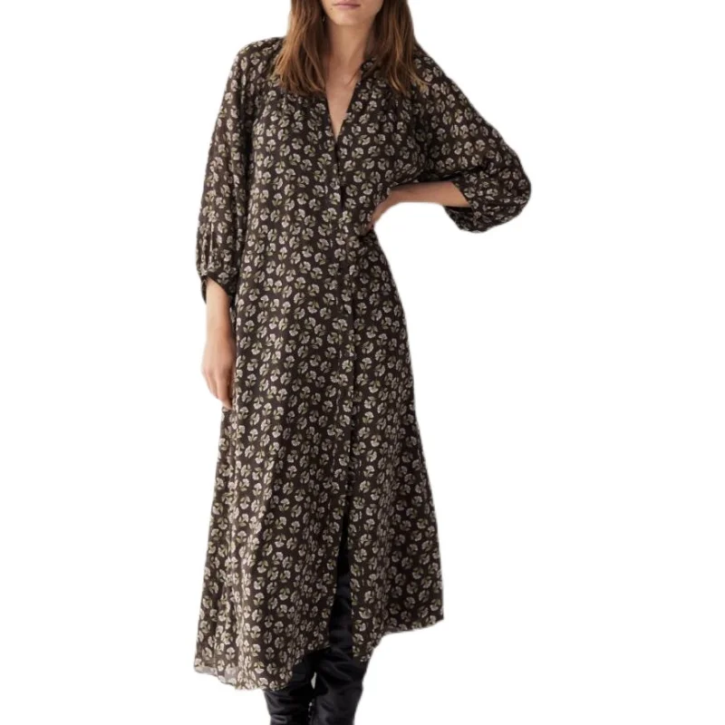 Spring New 2021 Fashion Floral Print Elegant V-neck Long-sleeved Casual Long Dress Women
Spring New 2021 Fashion Floral Print Elegant V-neck Long-sleeved Casual Long Dress Women