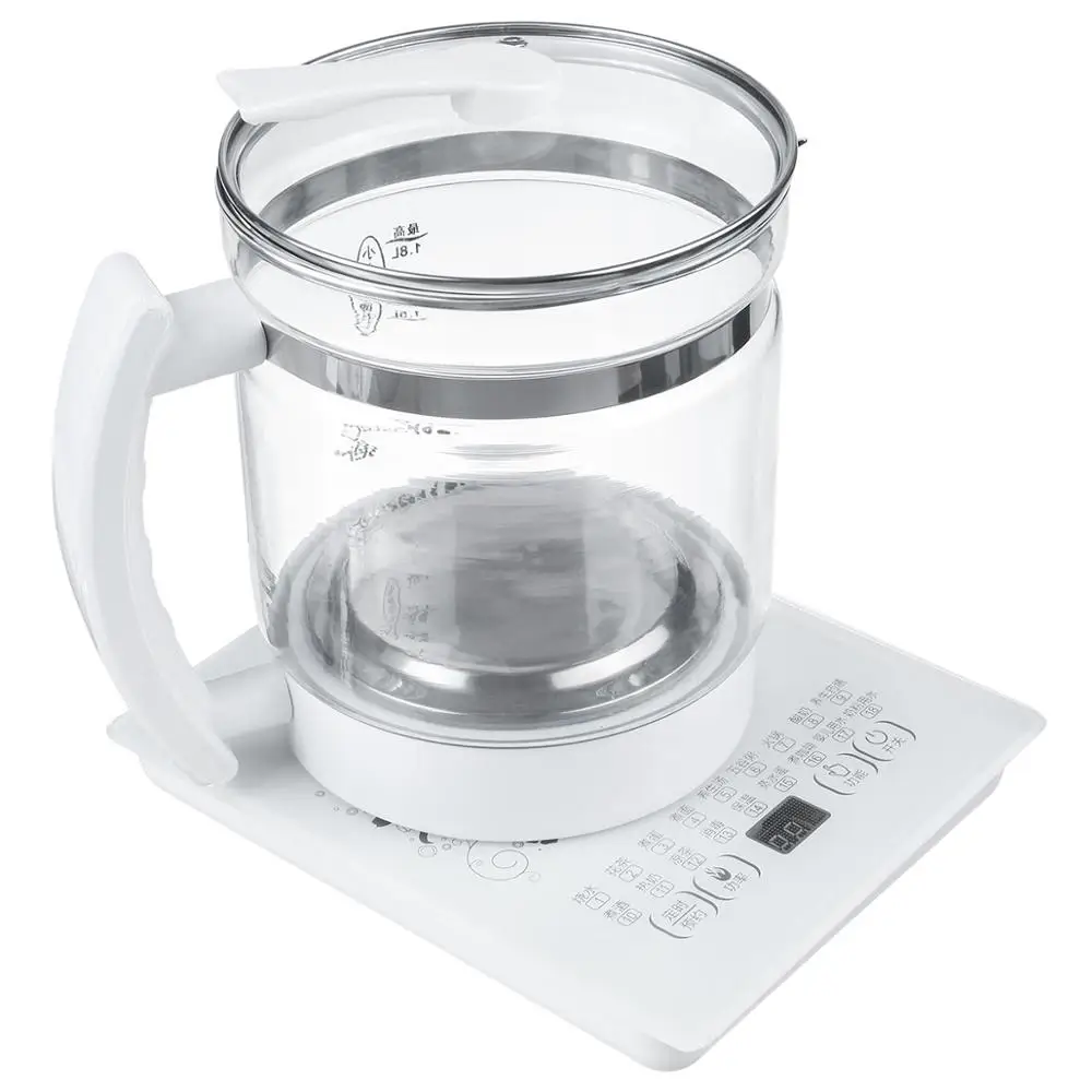220V 1.8L Multifunctional Electric Glass Kettle Healthy Heater Cooker Water Boiling Tea Porridge Soup Stewing Household Kettle
220V 1.8L Multifunctional Electric Glass Kettle Healthy Heater Cooker Water Boiling Tea Porridge Soup Stewing Household Kettle