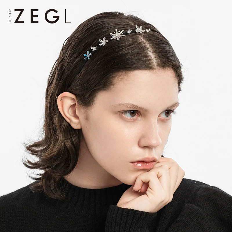 ZEGL дизайнерская модель обруч на голову со снежинками женский универсальный