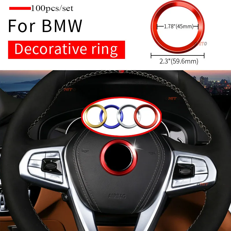 100pcs For E60 E90 F10 F30 F15 E91 Car Styling 45mm 1.78inch Steering wheel Rings Decal Sticker Label Aluminum Alloy Accessory
100pcs For E60 E90 F10 F30 F15 E91 Car Styling 45mm 1.78inch Steering wheel Rings Decal Sticker Label Aluminum Alloy Accessory