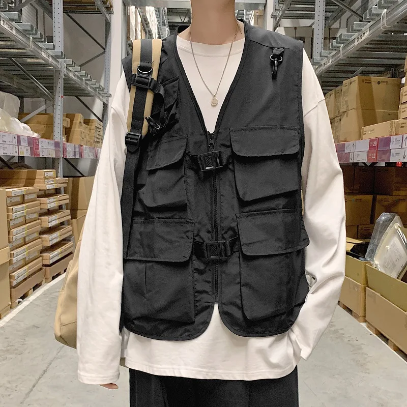 Vests Men Japan Style Harajuku Pockets Design Cargo Chic Teens Sleeveless Jacket Street College Unisex Summer Ladies Outwear
Vests Men Japan Style Harajuku Pockets Design Cargo Chic Teens Sleeveless Jacket Street College Unisex Summer Ladies Outwear