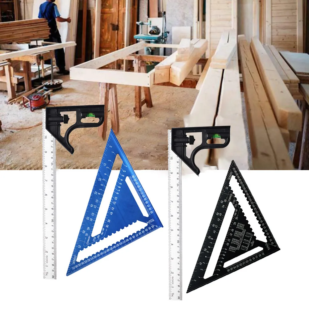 2Pcs 12" Triangle Ruler Aluminum Alloy Angle Protractor Speed Metric Square Measuring Ruler Building Framing Tool Layout Gauge
2Pcs 12" Triangle Ruler Aluminum Alloy Angle Protractor Speed Metric Square Measuring Ruler Building Framing Tool Layout Gauge