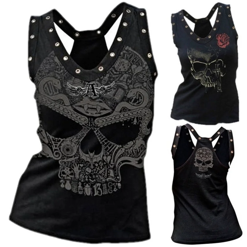 women fahsion casual T shirt Top black skeleton printed tank Tops skull rose Floral Printed Novel T shirt Tees halloween Costume
women fahsion casual T shirt Top black skeleton printed tank Tops skull rose Floral Printed Novel T shirt Tees halloween Costume