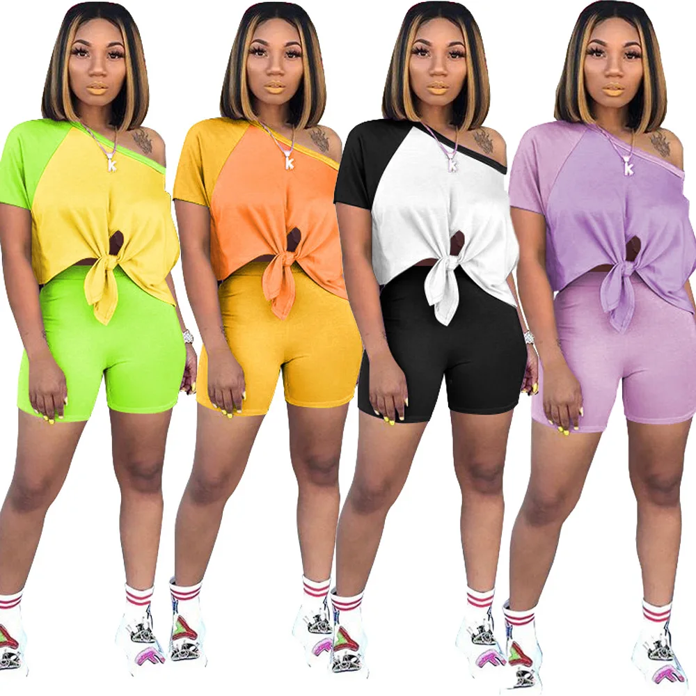 2020 Summer Women Two Pieces Set Tracksuits Lace Up Patchwork O-Neck Crop Tops+Shorts Suits Sexy Night Joggers Sporty Outfits
2020 Summer Women Two Pieces Set Tracksuits Lace Up Patchwork O-Neck Crop Tops+Shorts Suits Sexy Night Joggers Sporty Outfits