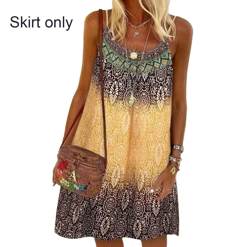 Bohemian Women Sling Dress O Neck Spaghetti Straps Printed Above Knee Loose A-line Dress for Party
Bohemian Women Sling Dress O Neck Spaghetti Straps Printed Above Knee Loose A-line Dress for Party