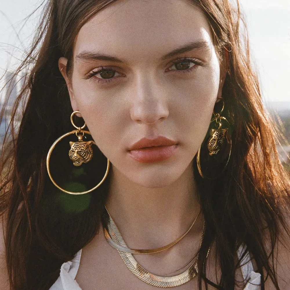 VG 6YM 2021 New Fashion Punk Style Exaggerated Lion Head Dangle Earrings Simple Design Drop Earrings for Women Party Jewelry
VG 6YM 2021 New Fashion Punk Style Exaggerated Lion Head Dangle Earrings Simple Design Drop Earrings for Women Party Jewelry