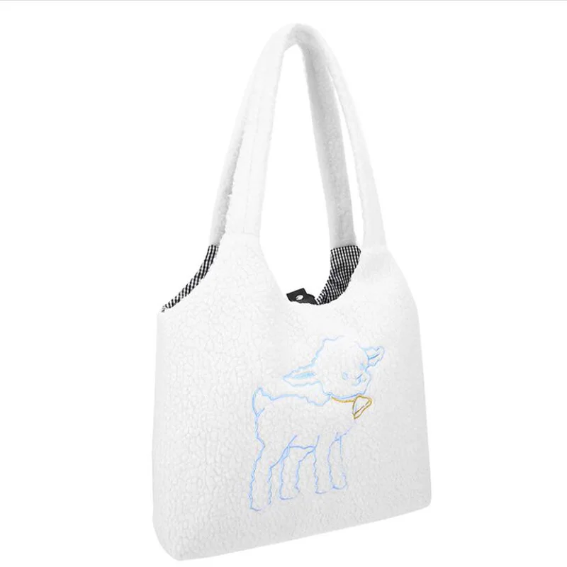 Women Lamb Like Fabric Shoulder Bag Simple Canvas Handbag Tote Large Capacity Embroidery Shopping Bag Cute Book Bags For Girls
Women Lamb Like Fabric Shoulder Bag Simple Canvas Handbag Tote Large Capacity Embroidery Shopping Bag Cute Book Bags For Girls