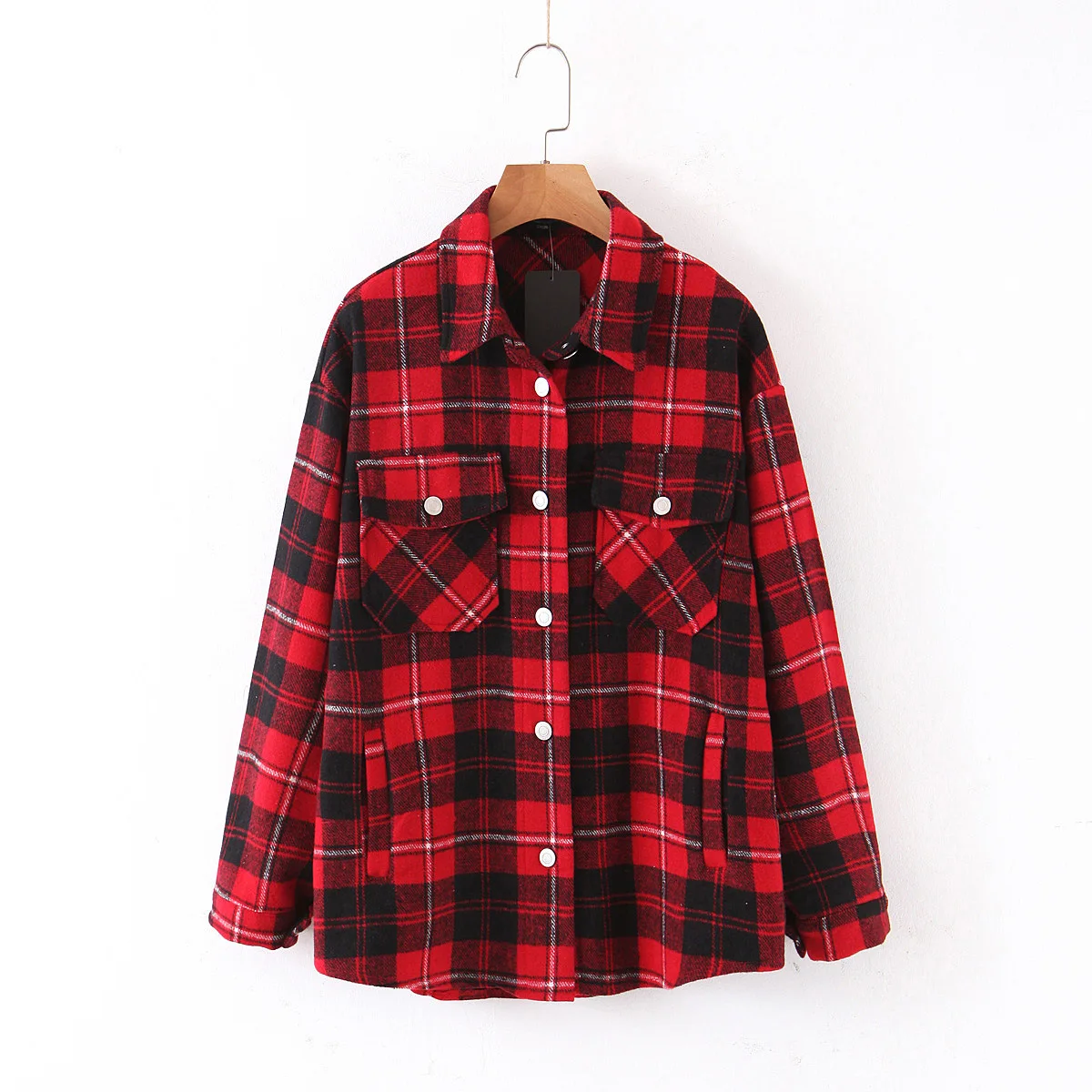 long sleeve cardigan button chest pocket loose Autumn women's style Lapel Plaid Shirt coat for women
long sleeve cardigan button chest pocket loose Autumn women's style Lapel Plaid Shirt coat for women
