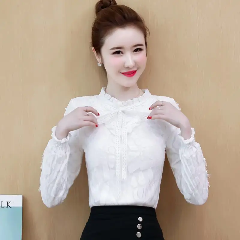 Blouse Women Autumn Winter Women's Lace Shirt Long Sleeve Mesh Women's Blusas Mujer De Moda
Blouse Women Autumn Winter Women's Lace Shirt Long Sleeve Mesh Women's Blusas Mujer De Moda