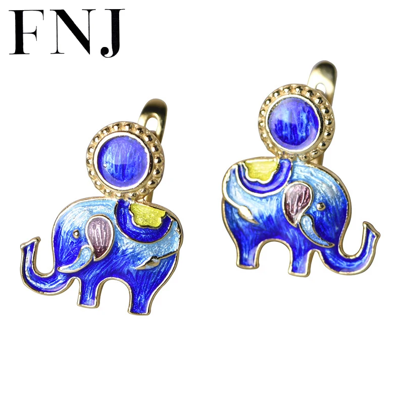 FNJ enameling Elephant Earrings 925 Silver Original Pure S925 Sterling Silver Stud Earring Women Jewelry Gold Color
FNJ enameling Elephant Earrings 925 Silver Original Pure S925 Sterling Silver Stud Earring Women Jewelry Gold Color