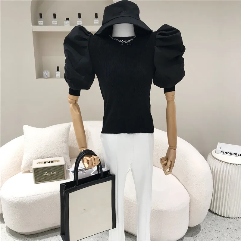Women's Spring Summer 2021 Niche Design Fashion Solid Princess Bubble Sleeve Stitching Knit Top T-shirt
Women's Spring Summer 2021 Niche Design Fashion Solid Princess Bubble Sleeve Stitching Knit Top T-shirt