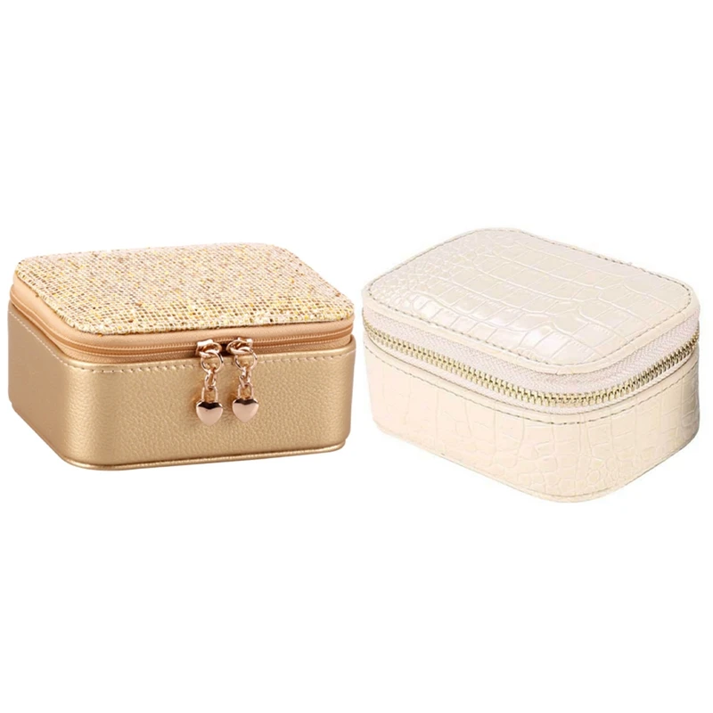 Zipper Closure Ring Storage Jewelry Box Gold & Jewelry Box Faux PU Leather Earrings Necklace Bracelet Storage White
Zipper Closure Ring Storage Jewelry Box Gold & Jewelry Box Faux PU Leather Earrings Necklace Bracelet Storage White