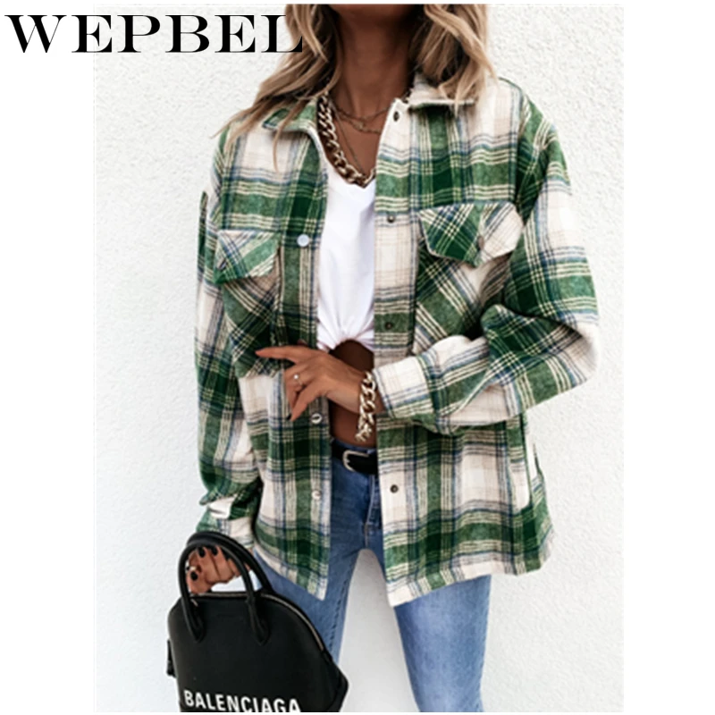 WEPBEL Women Casual Retro Plaid Print Lapel Shirt Coat Fall Winter Buttons Cardigan Long Sleeve Jacket Elegant Office Lady Coat
WEPBEL Women Casual Retro Plaid Print Lapel Shirt Coat Fall Winter Buttons Cardigan Long Sleeve Jacket Elegant Office Lady Coat