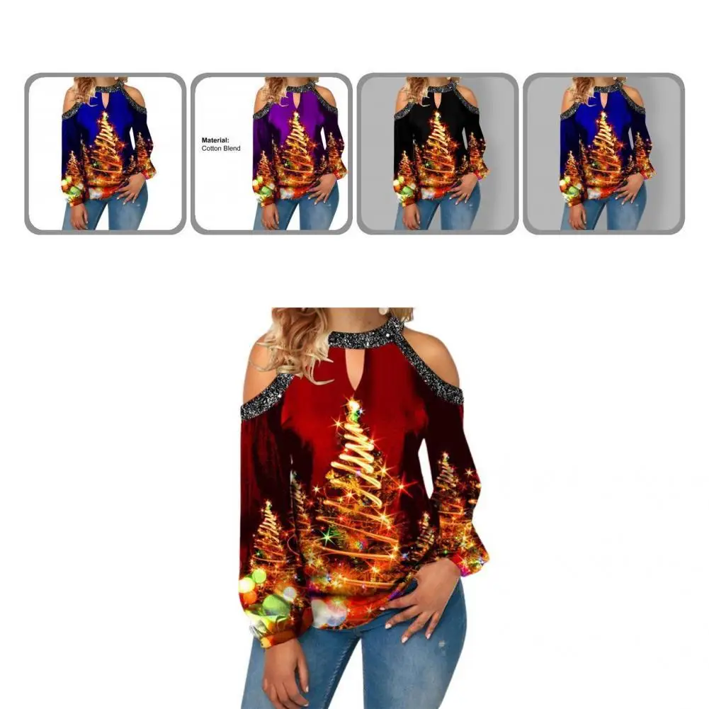 Autumn Top Bright Women Shirt Long Sleeve Festive Fabulous Hollow Out Christmas Blouse
Autumn Top Bright Women Shirt Long Sleeve Festive Fabulous Hollow Out Christmas Blouse