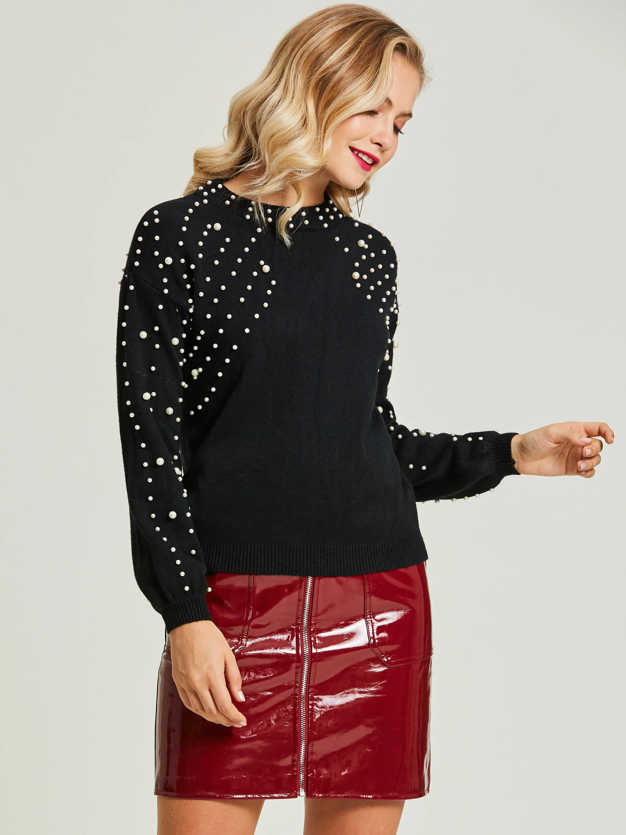 2021 Pullover Knitted Sweater Black Bead Women Autumn Winter O Neck Girl Elegant Beauty Women Sweater Pullover Clearance Sale
2021 Pullover Knitted Sweater Black Bead Women Autumn Winter O Neck Girl Elegant Beauty Women Sweater Pullover Clearance Sale