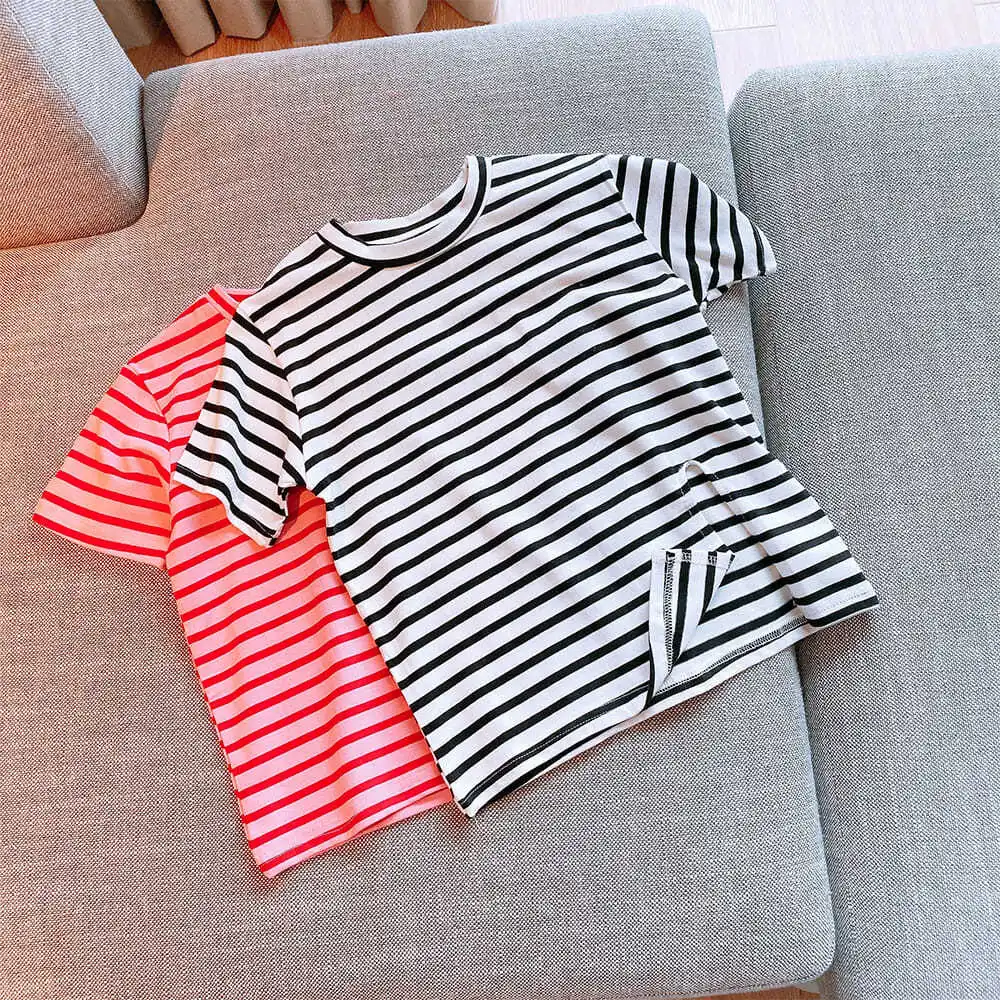 VIDMID Girls stripe short sleeve T-shirt new summer children's baby T-Shirt Top children's medium long T-shirt casual tees P5131
VIDMID Girls stripe short sleeve T-shirt new summer children's baby T-Shirt Top children's medium long T-shirt casual tees P5131