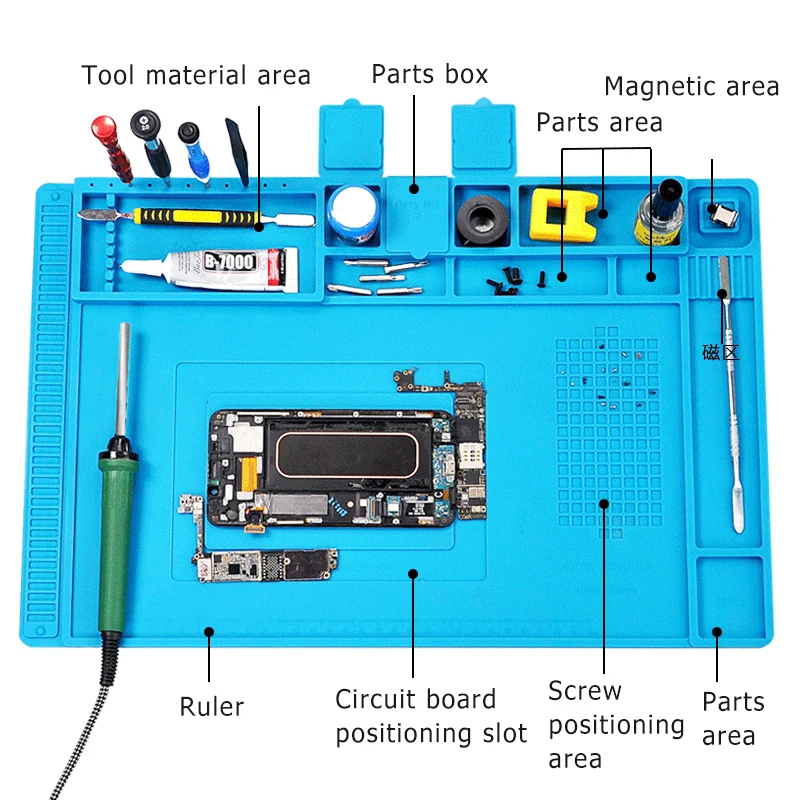 Устойчивость к высоким температурам/Антикоррозийная/антистатическая/восстановление памяти, силиконовая подставка, верстак для ремонта
Устойчивость к высоким температурам/Антикоррозийная/антистатическая/восстановление памяти, силиконовая подставка, верстак для ремонта