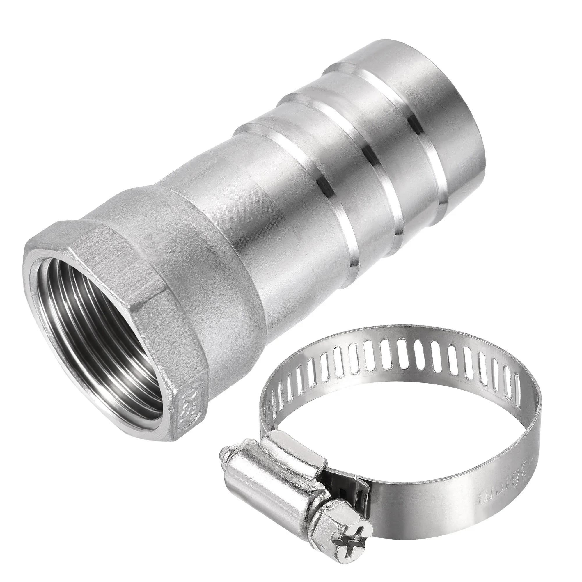 Uxcell 304 Stainless Steel Barb Hose Fitting 32mm Barb x G1 Female Pipe with Hose Clamp
Uxcell 304 Stainless Steel Barb Hose Fitting 32mm Barb x G1 Female Pipe with Hose Clamp