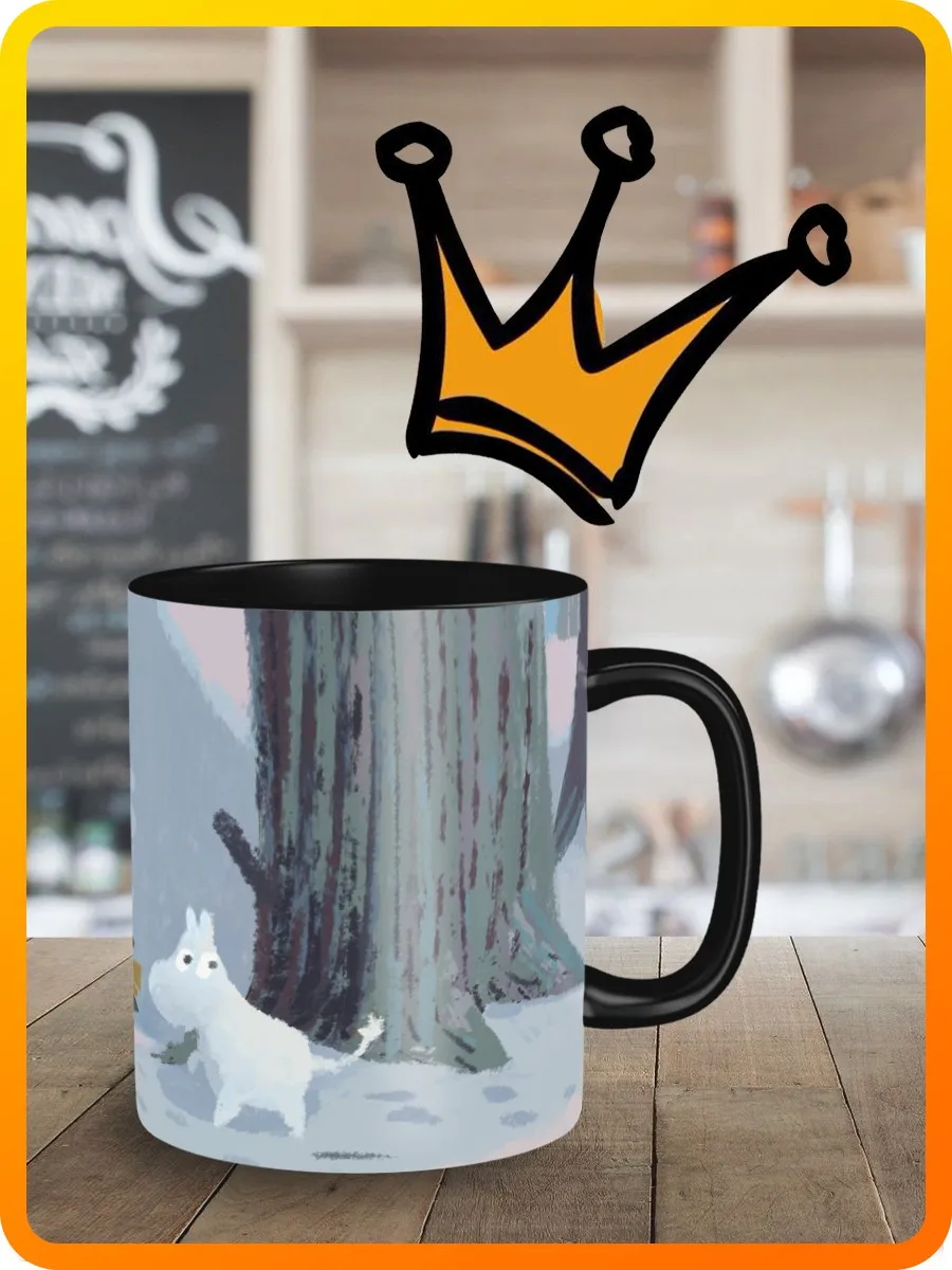 Кружка Pialat со вставкой иллюстрации Moomin Troll Moomin-6669 из мультфильма, сверкающая черным цветом, подходит для чая, кофе и воды.