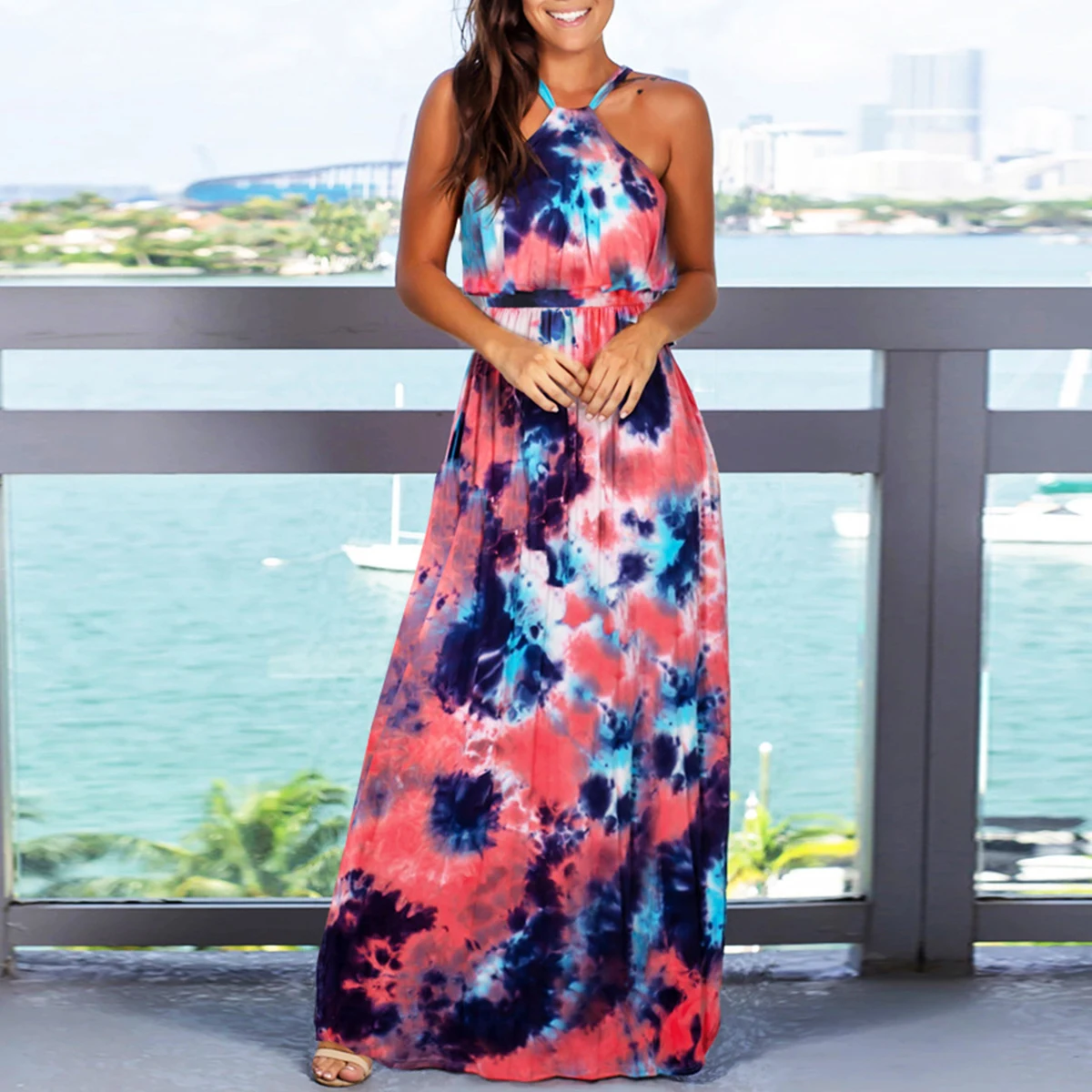 Summer Dress 2020 Women's Sling Tie-dyed Floral Long Dresses Boho Sleeveless Elegant Party Beach Maxi Dress Vintage Dress
Summer Dress 2020 Women's Sling Tie-dyed Floral Long Dresses Boho Sleeveless Elegant Party Beach Maxi Dress Vintage Dress
