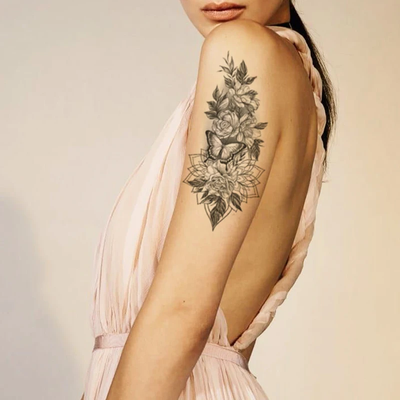 Fashion Women Temporary Tattoo Sticker Black Flower Tattoo Transfer Butterfly Rose Tattoos Girl Arm Body Art Sexy Fake Tattoo
Fashion Women Temporary Tattoo Sticker Black Flower Tattoo Transfer Butterfly Rose Tattoos Girl Arm Body Art Sexy Fake Tattoo