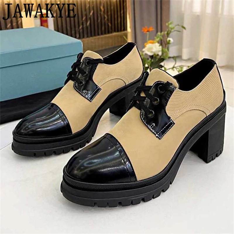 New Platform Chunky High heel Brogue Shoes Round toe Lace Up Block Heels Real Leather Heightened Casual Oxford Shoes Mujer
New Platform Chunky High heel Brogue Shoes Round toe Lace Up Block Heels Real Leather Heightened Casual Oxford Shoes Mujer