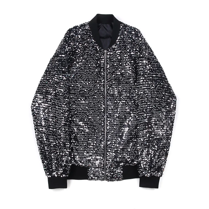 Male Women Streetwear Hip Hop Jacket Outerwear Stage Show Clothing Men Autumn Sequins Shining Loose Casual Bomber Jacket Coat
Male Women Streetwear Hip Hop Jacket Outerwear Stage Show Clothing Men Autumn Sequins Shining Loose Casual Bomber Jacket Coat