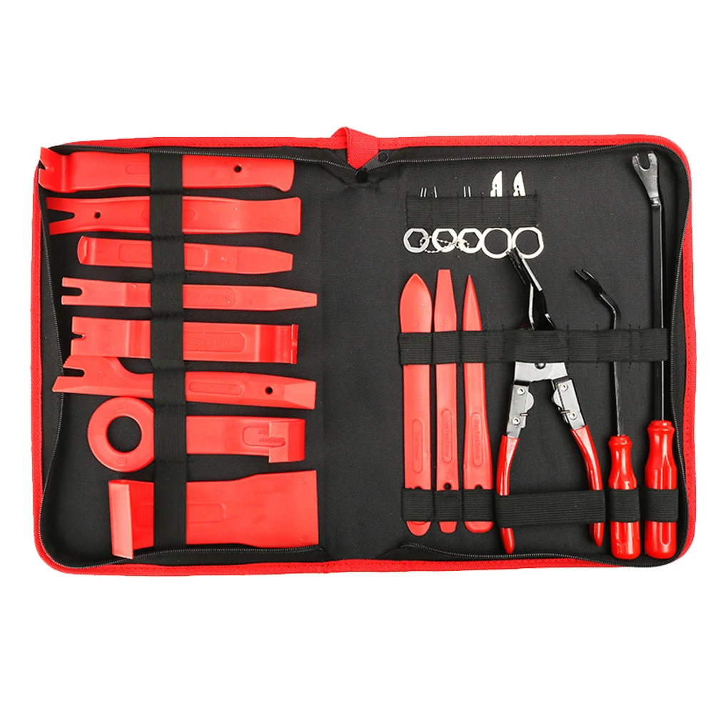 19pcs Auto Audio Trim Removal Tool Set Clip Plier Fastener Remover Nylon Dash Door Panel Stereo Tool Kit
19pcs Auto Audio Trim Removal Tool Set Clip Plier Fastener Remover Nylon Dash Door Panel Stereo Tool Kit