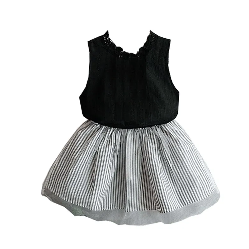 Malayu Baby Summer Girls Lace Sleeveless Vest + Mesh Striped Skirt 2PCS Casual Children's Clothing 2-6 Years Old 
Malayu Baby Summer Girls Lace Sleeveless Vest + Mesh Striped Skirt 2PCS Casual Children's Clothing 2-6 Years Old