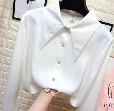 Shirt Lin Rui Clothes Shirt Fashion Satin Pointed Collar Chiffon Shirt Top button up woman tops Turn-down Collar Casual
Shirt Lin Rui Clothes Shirt Fashion Satin Pointed Collar Chiffon Shirt Top button up woman tops Turn-down Collar Casual