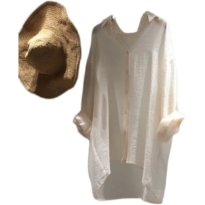 The new South Korean version of the early spring 2021 fashion pure color thin loose-fitting sun block long sleeve blouse women
The new South Korean version of the early spring 2021 fashion pure color thin loose-fitting sun block long sleeve blouse women