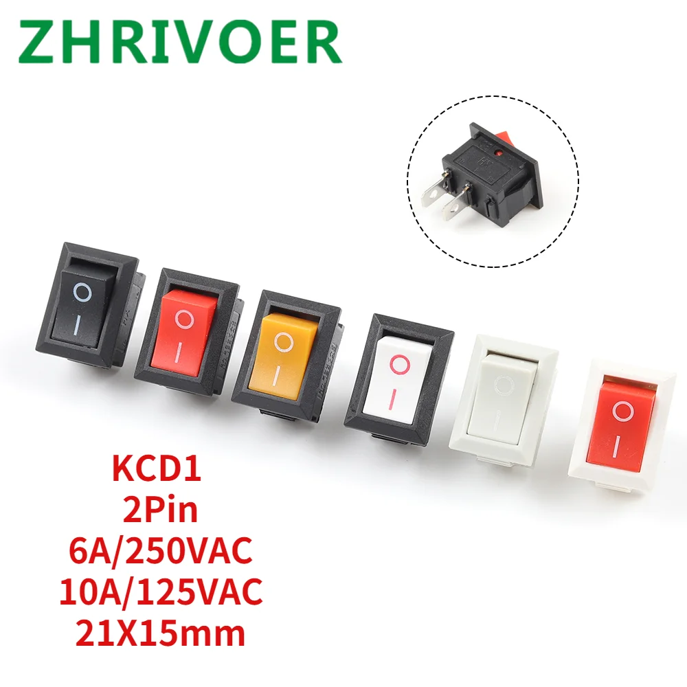 5pcs KCD1 2Pin 6A/250VAC 10A/125VAC 21X15mm Push Button Switch ON-OFF 2 Position Power Switch Red Blue Green Yellow Black White
5pcs KCD1 2Pin 6A/250VAC 10A/125VAC 21X15mm Push Button Switch ON-OFF 2 Position Power Switch Red Blue Green Yellow Black White