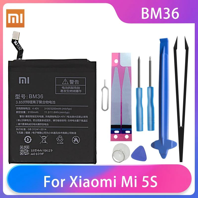 Оригинальный аккумулятор Xiaomi Mi 5S MI5S, батарея для телефона BM36 большой емкости, перезаряжаемая батарея для телефона Xiaomi 3200 мАч + бесплатные ин... 
Оригинальный аккумулятор Xiaomi Mi 5S MI5S, батарея для телефона BM36 большой емкости, перезаряжаемая батарея для телефона Xiaomi 3200 мАч + бесплатные ин...